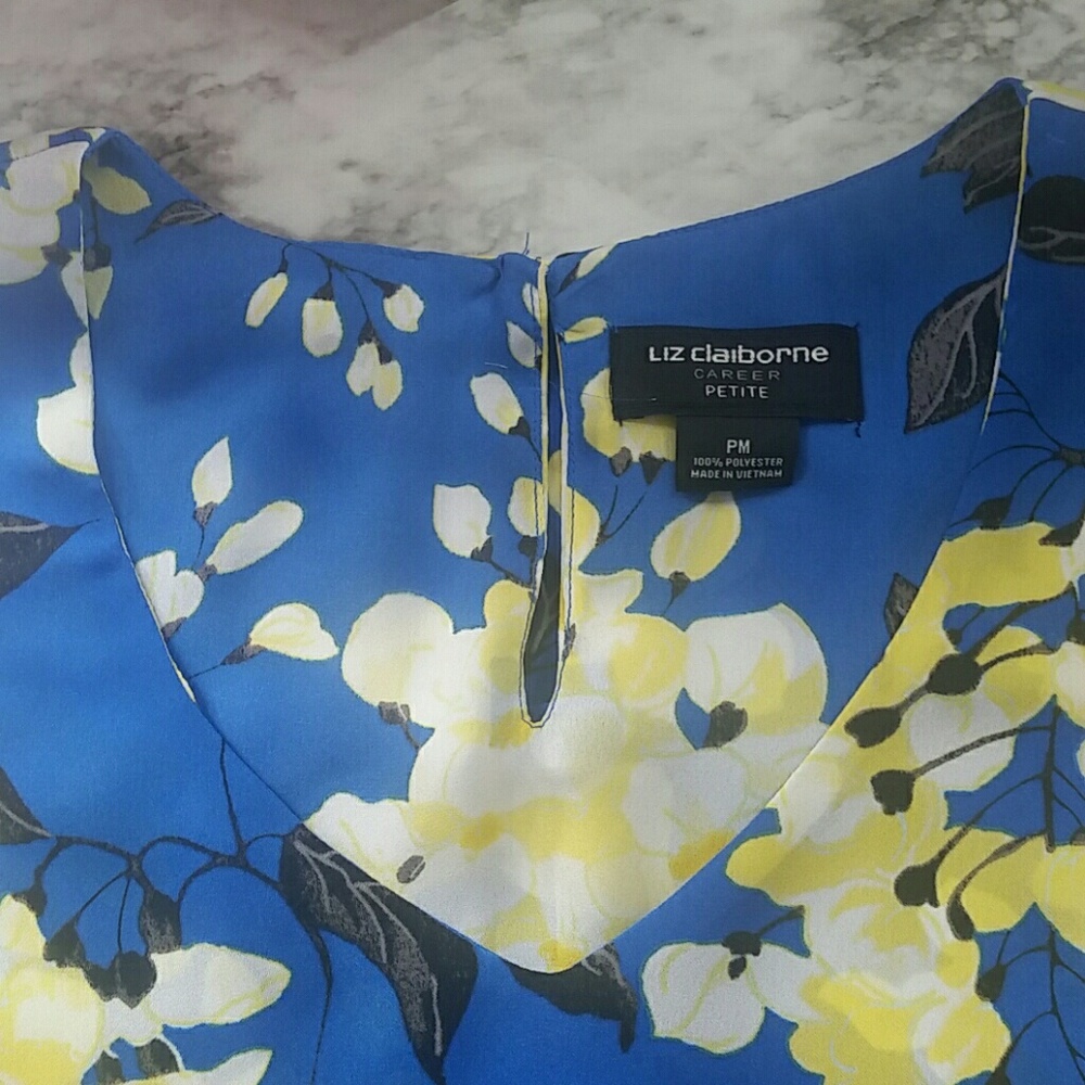 Liz Claiborne blue floral two tier tank top - Picture 5 of 6